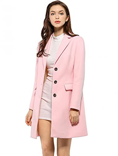 Allegra K Manteau à Fermeture boutonnée à Revers pour Femmes Costume d'Halloween Rose L