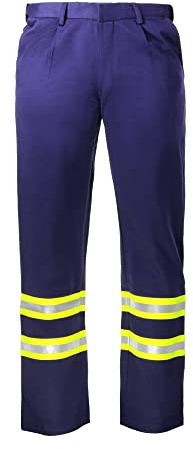 Flame Resistant FR High Visibility Hi Vis 88% C/12% N Pant/Trouser (42W x 30L, Navy Blue)
