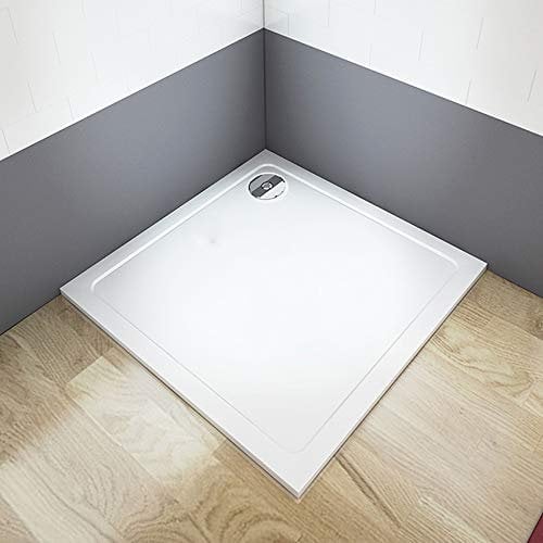 AICA SANITARIOS Plato de Ducha Cuadrado 800x800mm, Piedra Artificial con Recubrimiento Acrílico, Blanco