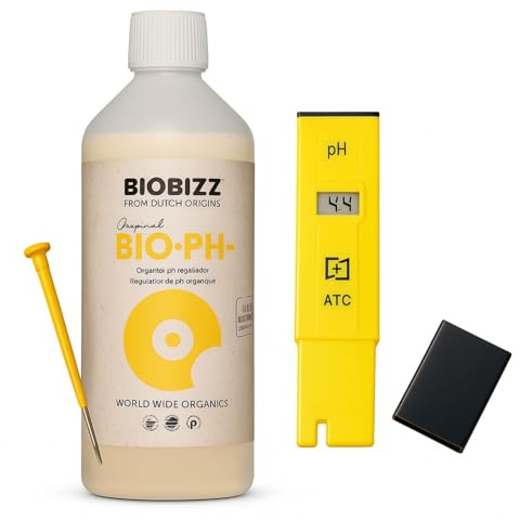 Weedness BioBizz pH- Minus 500 ml + Digitales pH-Messgerät - Natürlicher Biologischer pH-senker Grow Anbau Indoor Dünger ph Minus Flüssig