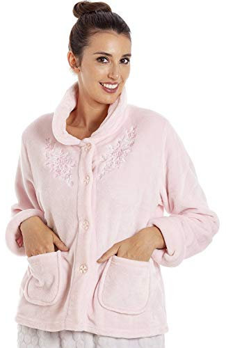 Camille Femme Imprimé Floral Bouton Haut Veste De Lit 50-52 Pink Floral