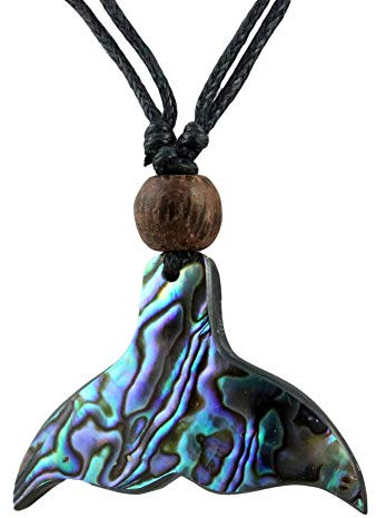 Island Piercings Halskette mit Anhänger Wal Flosse aus Abalone Perlmutt längenverstellbar N319