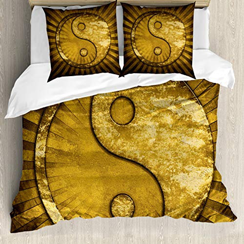 ABAKUHAUS Juego De Fundas Nórdicas Ying Yang para Camas Dobles, Diseño Industrial, A Prueba de Ácaros, sin alergias, Adecuado con Fundas de Almohada, Marrón Marrón Claro