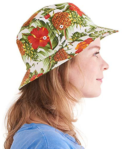CHARM Sommer Bucket Hat Herren Fischerhut Anglerhut - Sonnenhut Damen Buckethat Fischermütze Urlaub Ananas 2