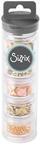 Sizzix Sequins & Beads, Gold, 5 Pack Lentejuelas y cuentas 663864, Oro, 5 Pzas, Talla única, 5