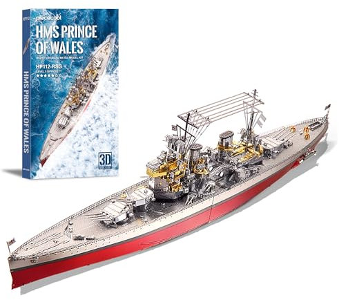 piececool 3D Puzzle Metall Schlachtschiff Prinz von Wales, 3D Metall Puzzle Militärmodell 340 Edelstahl, Ganzes Metall, 100% Wiederherstellen, Geburtstagsgeschenk, Modellbausatz Erwachsene, 282 Teile