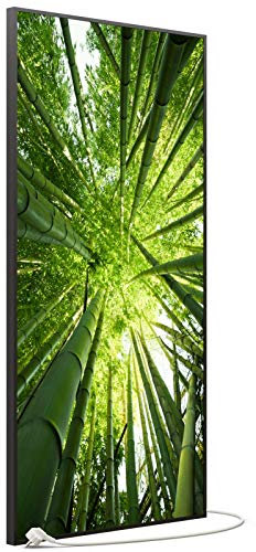 STEINFELD Bild Infrarotheizung mit Thermostat | Made in Germany | viele Motive 350-1200 Watt Rahmen schwarz (750W, 023h Bambusbaum)