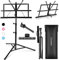 CAHAYA Sheet Music Stand Metal Portable with Carrying Bag, Music Book Clip, Portable Podium Stand, Laptop Stand Black