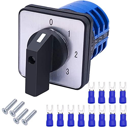 Taiss universale commutatore a camma rotante Commutatore 4 posizioni 12 terminali 32A 690V Interruttore selettore con 12 pezzi SV2-4s Terminale blu LW26-32 0-3/3