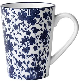 GUSTA Kaffeebecher OTB Floral, 180 ml, H 10,5 cm, ø 7,5 cm, blau/weiß