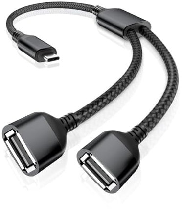 RUXELY Câble Adaptateur USB C vers Double USB A 2.0 Femelle 0.3M,Type C Mâle vers 2 USB OTG Rallonge 2 en 1 Port Répartiteur pour Tab S7 S8,A13 A21 A22 A23 A31 A32 A33 A42 A52 A53 A54 5G,A71 A72 A73