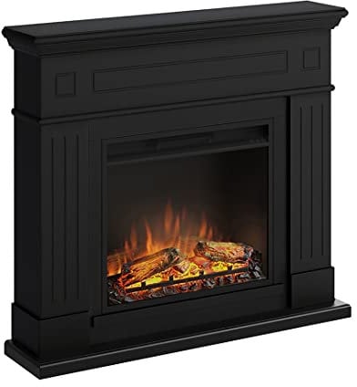 TAGU Larsen Elektrokamin – Elektrischer Standkamin mit Heizung, 1500W, 7-Tage programmierbar, Digital Thermostat, Fernbedienung (Tiefes Schwarz)