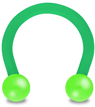 Treuheld® Hufeisen Piercing aus Kunststoff | Farbe: Grün | Größe: 1,2 x 12 mm (Kugeln: 2,5mm)