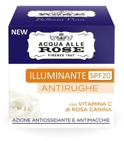 Acqua alle Rose, Brightening Face Cream Anti-Wrinkle with Vitamin C from Rose Hips and Vitamin C Micellar, Anti-Wrinkle, Stain Protection, Antioxidant and Brightener, SPF20, Elastic and Radiant
