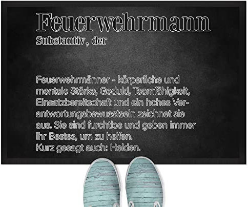 JUNIWORDS Fußmatte, Definition: Feuerwehrmann, 60 x 40 cm, mit Gummirand (1004857)