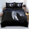 Gezu Bettwäsche 135x200cm 4Teilig Wolf Mond Nachtmotiv Schwarz Weiß Kinder Erwachsene Wende Bettwäsche Set 3D Effekt Druck Microfaser 2 Bettbezüge und 2 Kissenbezüge 80x80cm mit Reißverschluss