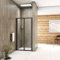 Acezanble 760mm Matt Black Bi Fold Shower Enclosure Door Screen 1850mm Height