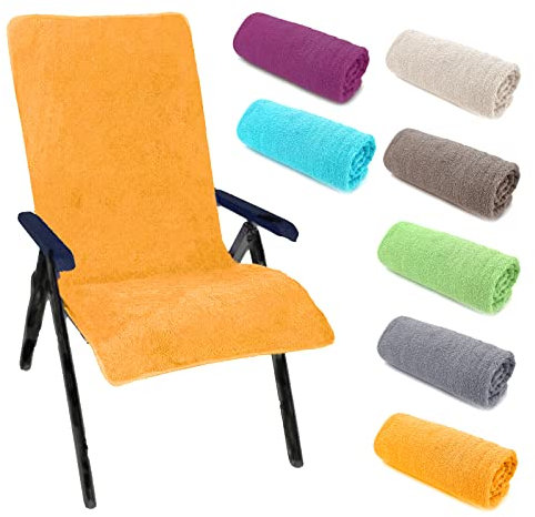heimtexland ® Hochlehner Stuhlauflage Frottier Gartenstuhl Schonbezug Schwimmbad Sauna Fitnessstudio Hygiene Handtuch Frottee 60 x 130 cm Typ772 Orange