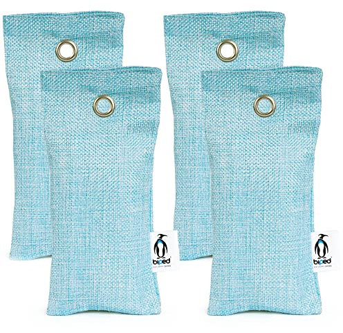 biped FRESH! Schuhkissen mit Bambus Aktivkohle gegen Fußgeruch - Natürlicher Schuhtrockner - Geruchsentferner für unangenehm riechende Schuhe und Sporttaschen z2811(4 Stück,blau)