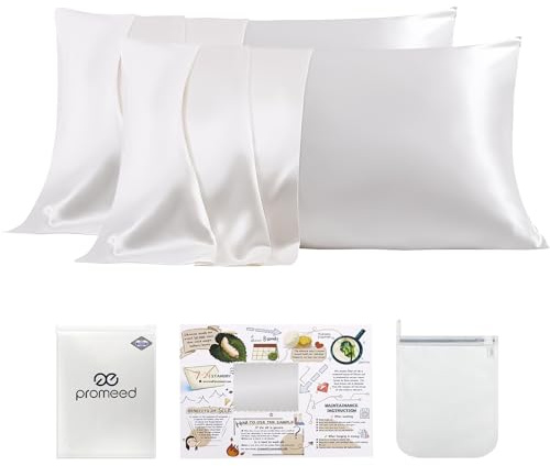 PROMEED 23 Momme Silk Pillowcase 2 Pack, 100% 3rd Gen Grade 6+ Maulberry Silk Pillow Cases for Women Hair Set of 2, Cooling Pillow Cases for Hot Sleepers