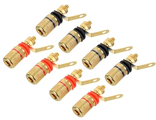 sourcing map Terminal Binding Post Amplifier Jack Speaker Connector Screw Plug Black Red 4 Set