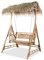 2-Sitzer-Schaukelbank mit Palmblättern, Chusui Hollywoodschaukel, Gartenstühle, Bambus 202 cm