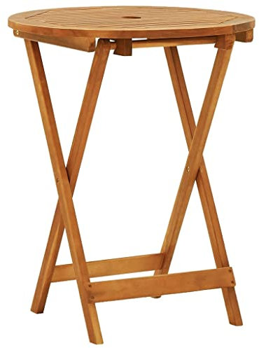 FIRBNUS 60x75 cm Klappbarer Holztisch Beistelltisch Wasserbeständiges Couchtisch Garten Teetisch Terrassentisch Gartentisch Kaffeetisch Esstisch Rund Balkon Tische Massivholz Eukalyptus