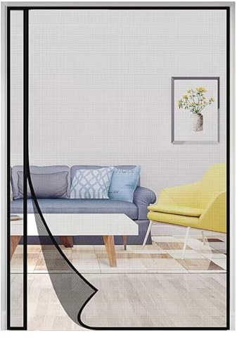Moustiquaire magnétique porte, 150x220cm Moustiquaire fenêtre, Moustiquaire porte, Moustiquaire porte de terrasse, Sans perçage, Noir