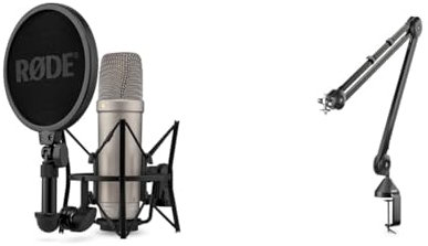 RØDE NT1 5th Generation Large-diaphragm Studio Condenser Microphone with XLR and USB Outputs & PSA1 Professional Studio Arm, MultiColored