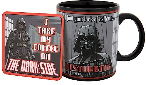 ICUP I Take My Coffee On The Dark Side Keramiktasse mit Untersetzer