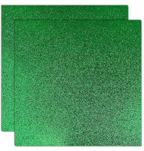 YINUOYOUJIA 30,5 x 30,5 cm 300 g/m² Glitzer-Grüner Karton – 12 Blatt Glitzerpapier – perfekt für DIY-Projekte, Scrapbooking, Basteln, Dekorationen, Hochzeiten (Waldgrün)