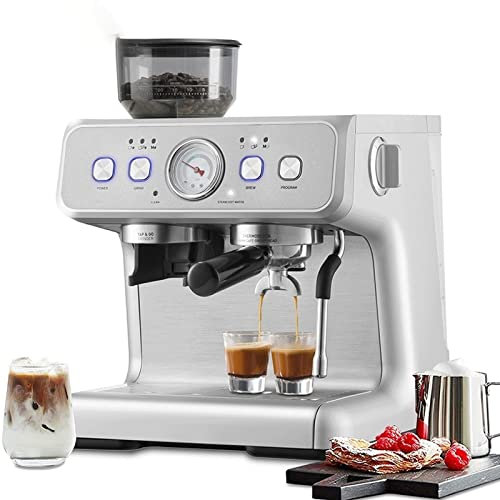 GaRcan Cafetière à expresso semi-automatique en acier inoxydable, pour la maison, double système de chauffage