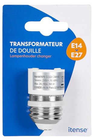 ITENSE - Lampenfassung Adapter E14 auf E27 Fassung E14 auf E27 Fassung - Einfache Montage - Passend für alle E14 Leuchtmittel - Stromstärke: 2A - Spannung: 250V