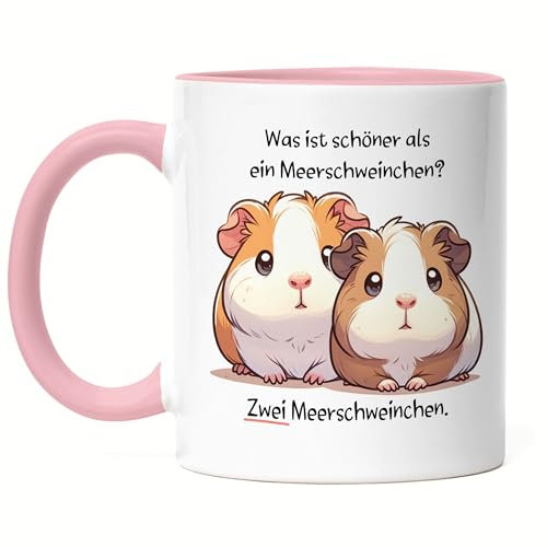 Hey!Print Was ist schöner als ein Meerschweinchen Tasse Rosa Guinea Pig Haustierliebe