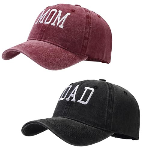 HAPEE Mütze für Mama und Vater, Mädchen, Jungen, Mutter, Hut für Damen und Herren, verstellbare Baseballkappe, Geschenk für Paare, klassisches Geschenk, A2 Dad Mon-Red Black, Einheitsgröße