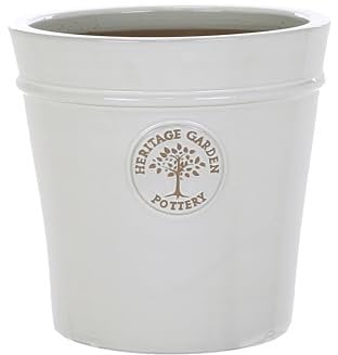 MAISONICA Small 20cm White Heritage Garden Ceramic Planter Plant Flower Pot - Frost Proof