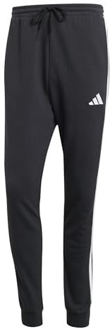 adidas Men's Essential Three Stripes French Terry Pant, Black/White, M