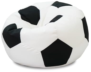 rucomfy Beanbags Classic Football Kids Beanbag Chair with Filling - Childrens Bean Bag Seat Recliner Bedroom Furniture Sports - Water Resistant, Machine Washable Durable - 60 x 80cm (Beanbag Only)