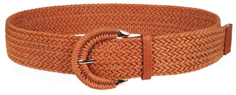 Zercart Ceinture tissée en paille réglable pour femme - Ceinture tressée en rotin avec boucle demi-cercle - Ceinture large pour robe d'été en jean, marron, 100*5.5cm