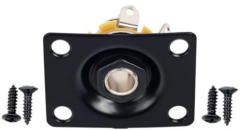 Banworks Rectangular Metal 6.35mm (1/4) Output Jack Plate Curved Base Bottom Input Jack Socket For Epiphone EPI LP Les Paul Electric Guitar Parts Accessories JT/CK-02 Black