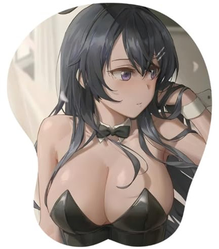 GUANBBD-Anime Sakurajima Mai 3D Mauspad mit Handgelenkauflage Gaming Mauspads Rutschfestes Mauspad 3D Mauspads 3D Ergonomisches Mauspad-Mousepad 787
