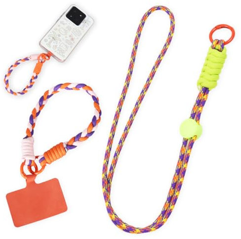 2 Stück Universal Handykette geeignet für alle Smartphones, Kette zum Umhängen um Hals & Handgelenk, Pad mit Kordel, Smartphonekette für Unterwegs, Handyband mit Ersatz Einlage (G)