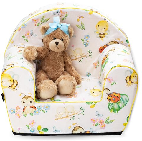 PinkZebra BEZUG für Kindersessel aus Schaumstoff, Sesselbezug, Bezug für Sessel, Past für Kindersessel in Größe: 51 x 34 x 42 cm, Sitzfläche: 26 x 26 cm, Öko-tex Standard 100 (Marienkäfer)