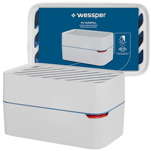 Wessper Deshumidificador con Indicador de Nivel de Llenado, 500 Gramos, Absorber Elimina la Humedad, el Moho y los Hongos, Dehumidifier con Cloruro Cálcico