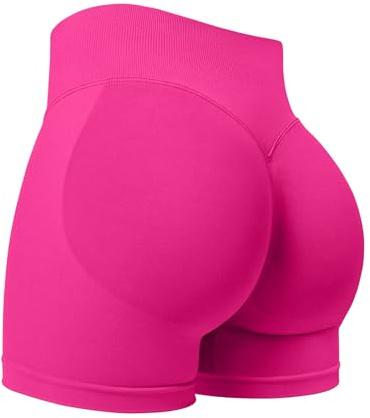ZAAYO Pantaloncini sportivi da donna 3,6 Invisible Scrunch Butt Lifting Gym Training Short Vita Alta Yoga Short senza cuciture Booty Biker Shorts, Rosa, M Extra Kurz