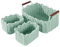 Icegrey Aufbewahrungskorb Baumwolle Strickkorb Dekorative NatüRliche Rechteck Wasserdichter Aufbewahrungsboxen Organisatoren für Babyzimmer, Schlafzimmer, Wohnzimmer, Grün, 3er Pack
