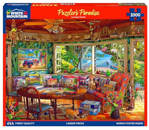 White Mountain Puzzler’s Paradise Puzzle 1000 Piece Vintage Summer Jigsaw Puzzles for Adults and Families