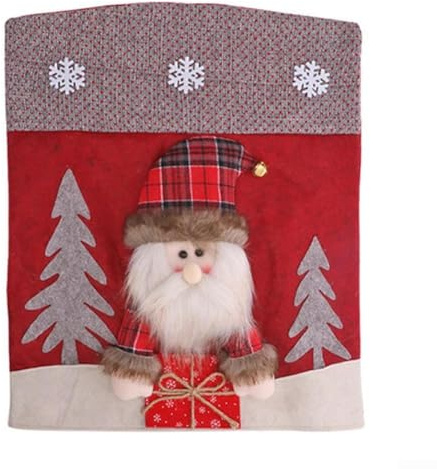 1 x Rentier Stuhlhussen Set Weihnachten Stuhlbezug Rentier Bezug Weihnachtsmann Abdeckung PP Baumwolle Material für Esszimmerstühle Charmante Designs (H-YT82)