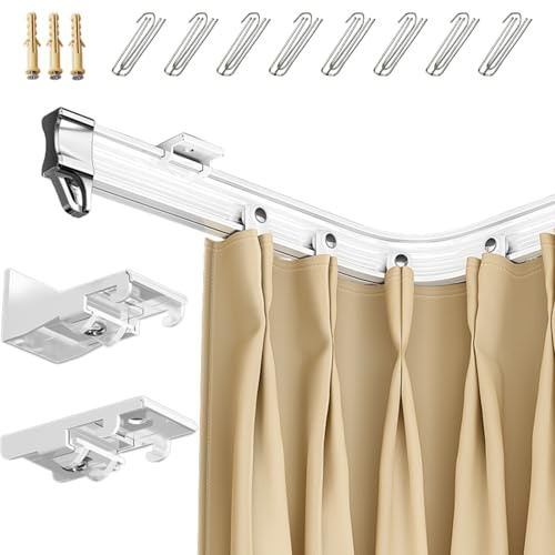 Flexible Decken-Vorhangschiene 1-6m Gardinenstange Gebogen Vorhangstange, L/U Form Eckdusche Ecke Für Schrank Schlafzimmer Duschvorhang(2m)