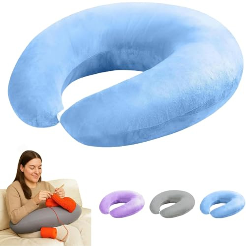 Generisch Strickkissen,ergonomisches Kissen Für Handarbeiten,für Kreative Momente Lese- Und Gaming-Kissen Für Bett Und Sofa - Armkissen Zum Lesen, Spielen, Arbeiten Und Häkeln (Blau)